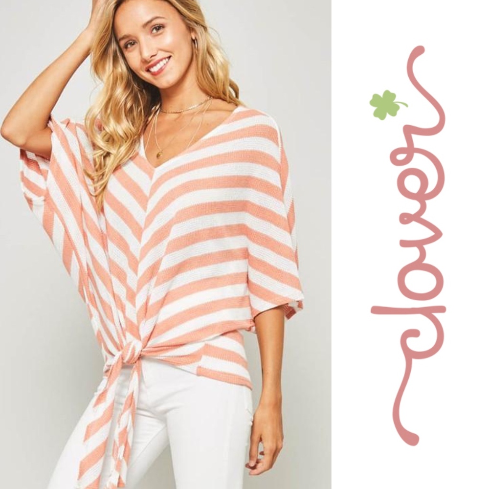 Striped Dolman Tie Top